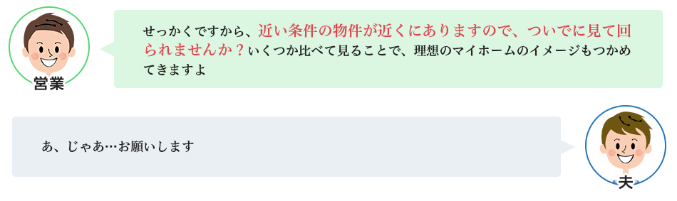 見学予約当日、家族で来店