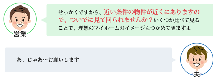 見学予約当日、家族で来店